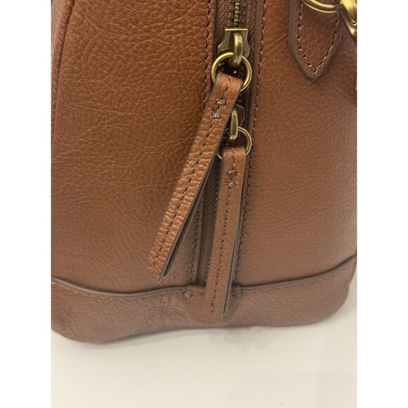 NWT Fossil Sydney Satchel Handbag Crossbody Strap Medium Brown Leather - Picture 9 of 15